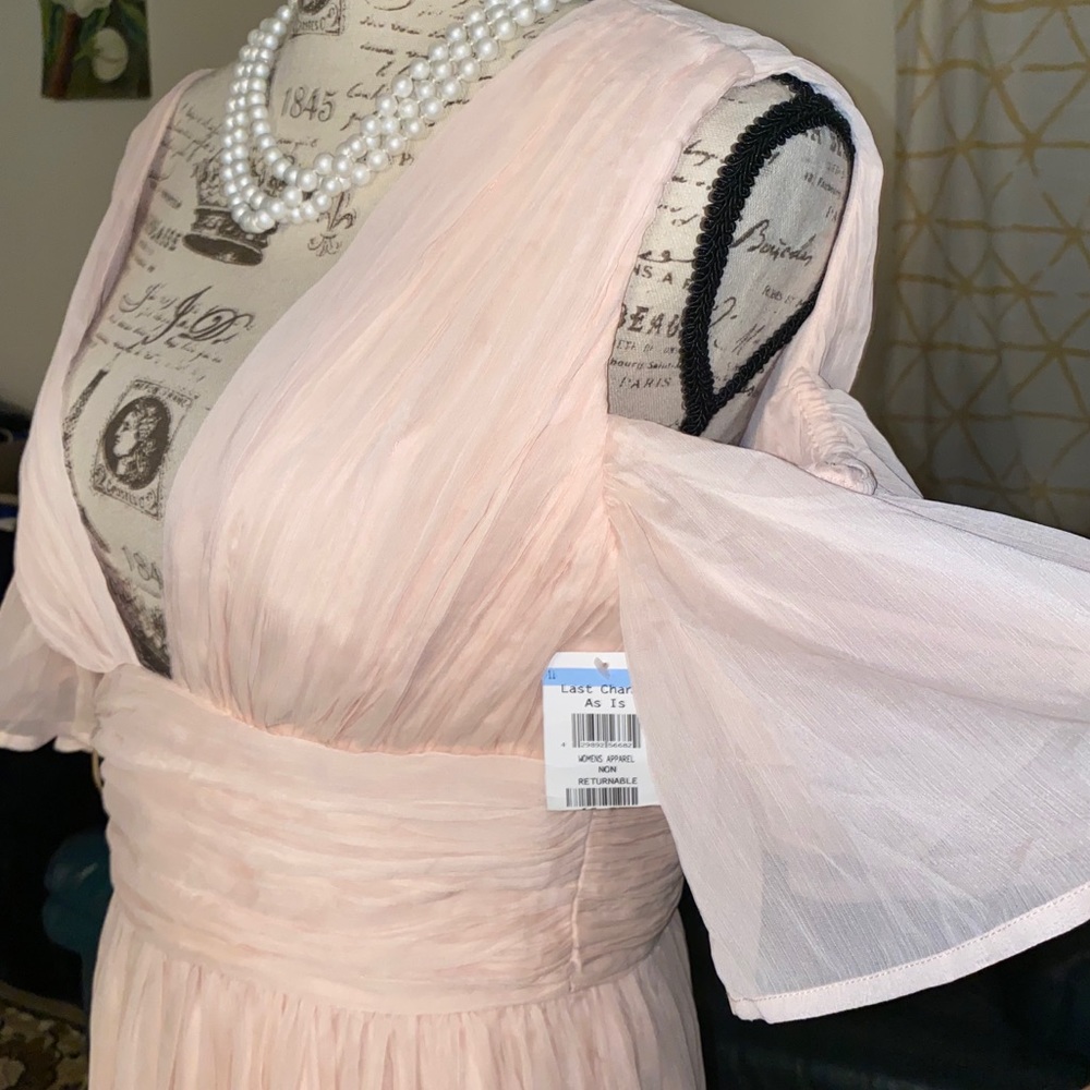Prom French Connection soft peach Drape open Shoulder Dress - Picture 12 of 13